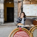 Solo traveller enjoying a quiet morning in a European old town